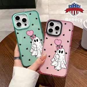 Soft Case for iPhone 17 16 Pro Max 15 Plus 14 13 12 11 Halloween Ghostly Sweetheart Anti-Yellowing Shockproof ultra-thin Silicone Crystal Cover