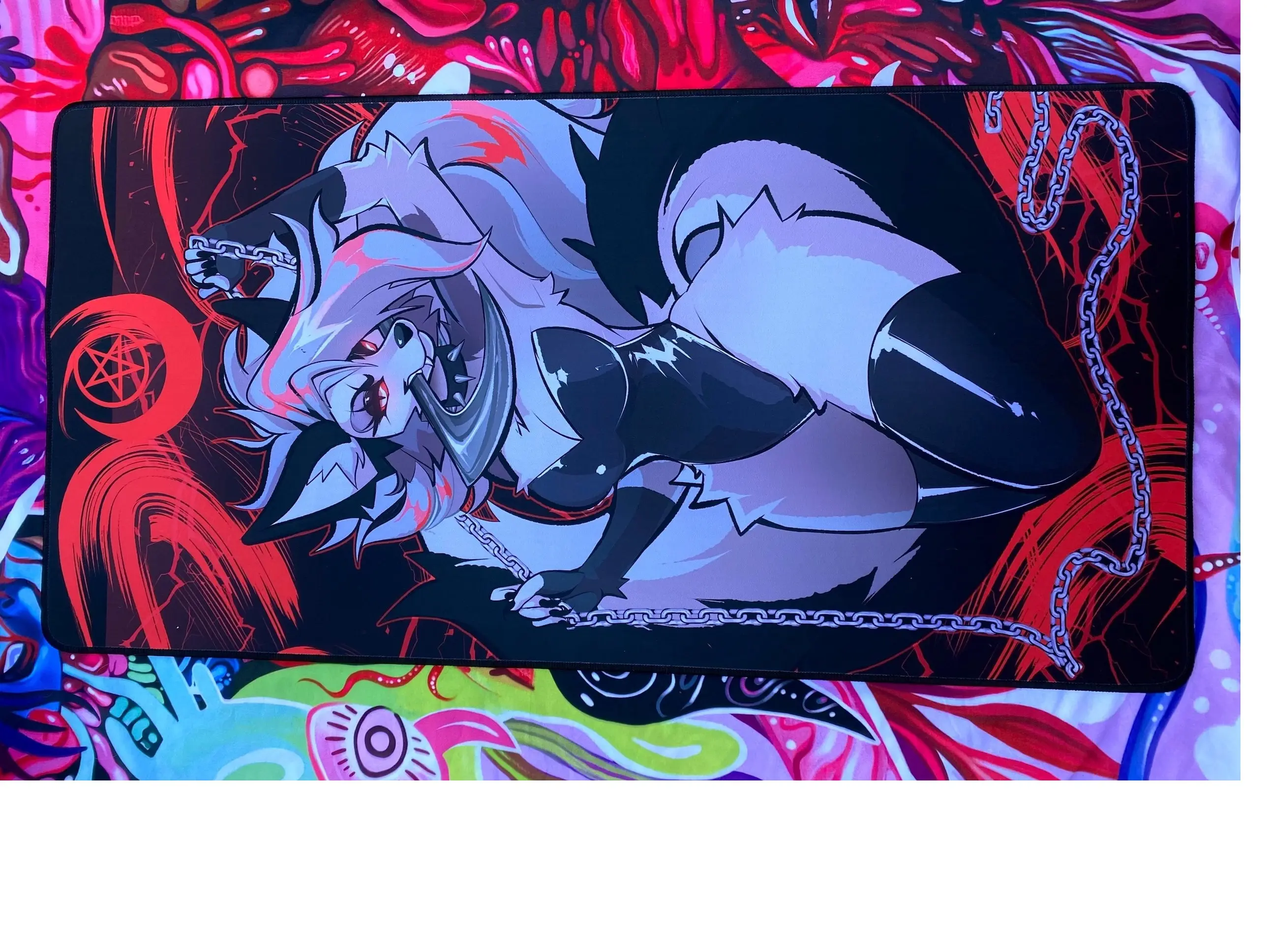 Helluva Boss Loona Red Moon Mouse Pad and Desk Pad Mousepad for