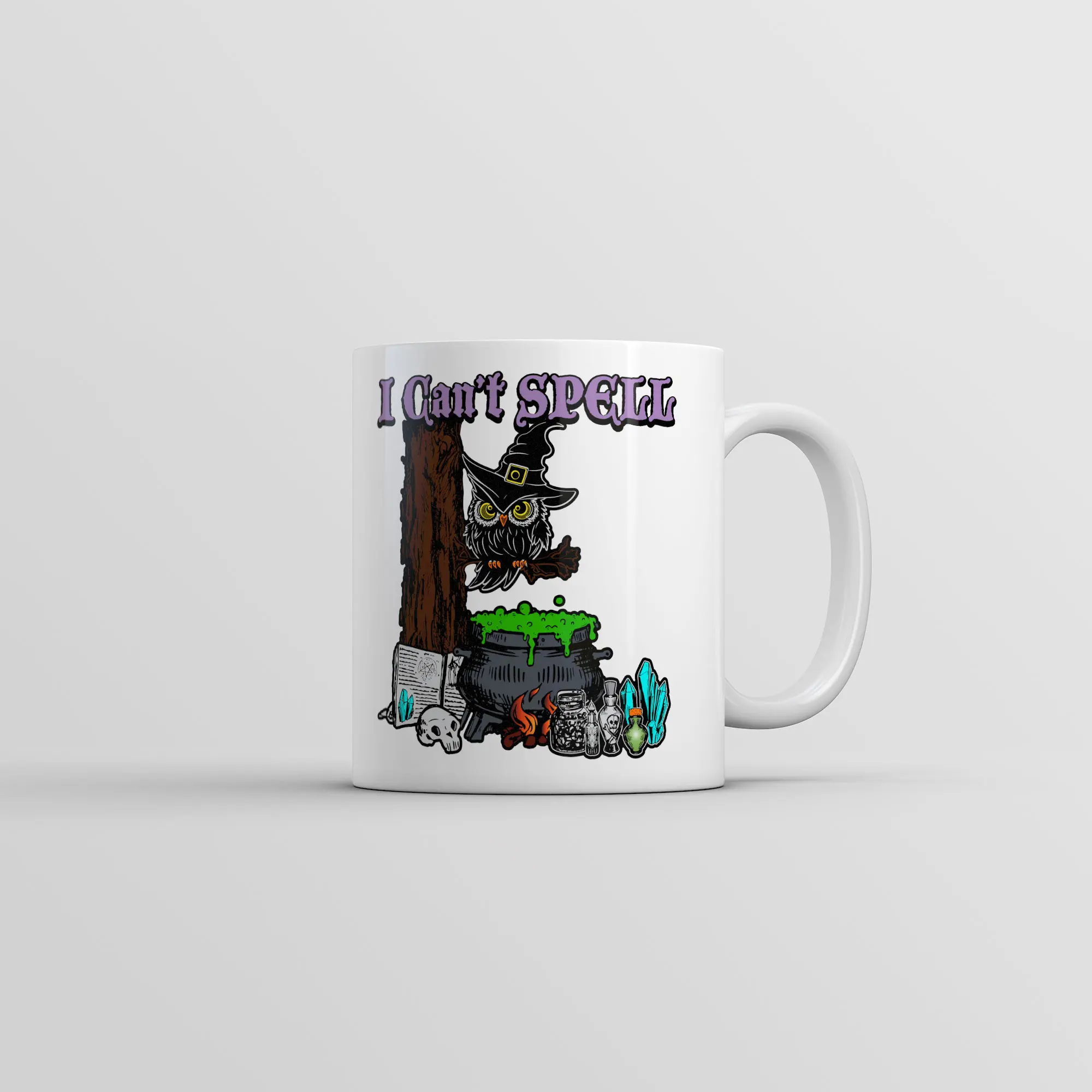 I Cant Spell Mug Funny Halloween Graphic Novelty Coffee Cup - 11oz Funny Coffee Mugs Ceramic Printed Drinkware Cup