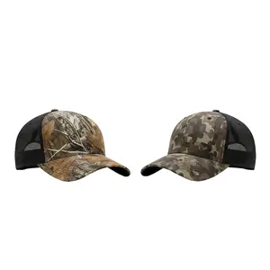 Camo Mesh Snapback Cap Adjustable Outdoor Hunting Hat with Breathable Back Panels Curved Bill Realtree Edge & Realtree Max-7