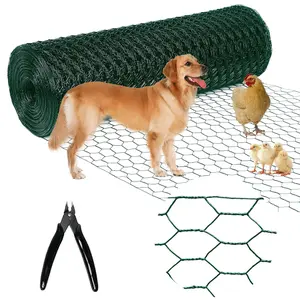 Chicken Wire48inx150ft, Premium Chicken Wire Fencing, Chicken Wire Mesh, Green PVC Coated Metal Wire Fence, Galvanized Poultry Netting Barrier for Floral Arrangements/Craft Projects//Rabbit