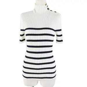 Pre-owned Dior Cotton Small Leather Goods Logo Button Border Knit Top