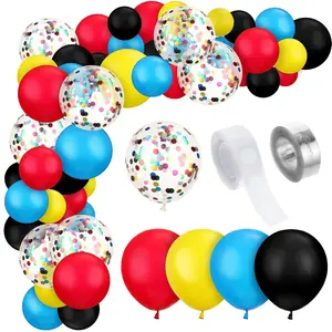 147 Pieces Theme Balloon Decorations Arch Garland Kit Include Blue Red Yellow Black Balloons With Confetti Balloons And Roll Tape For Kids Birthday Party Supplies