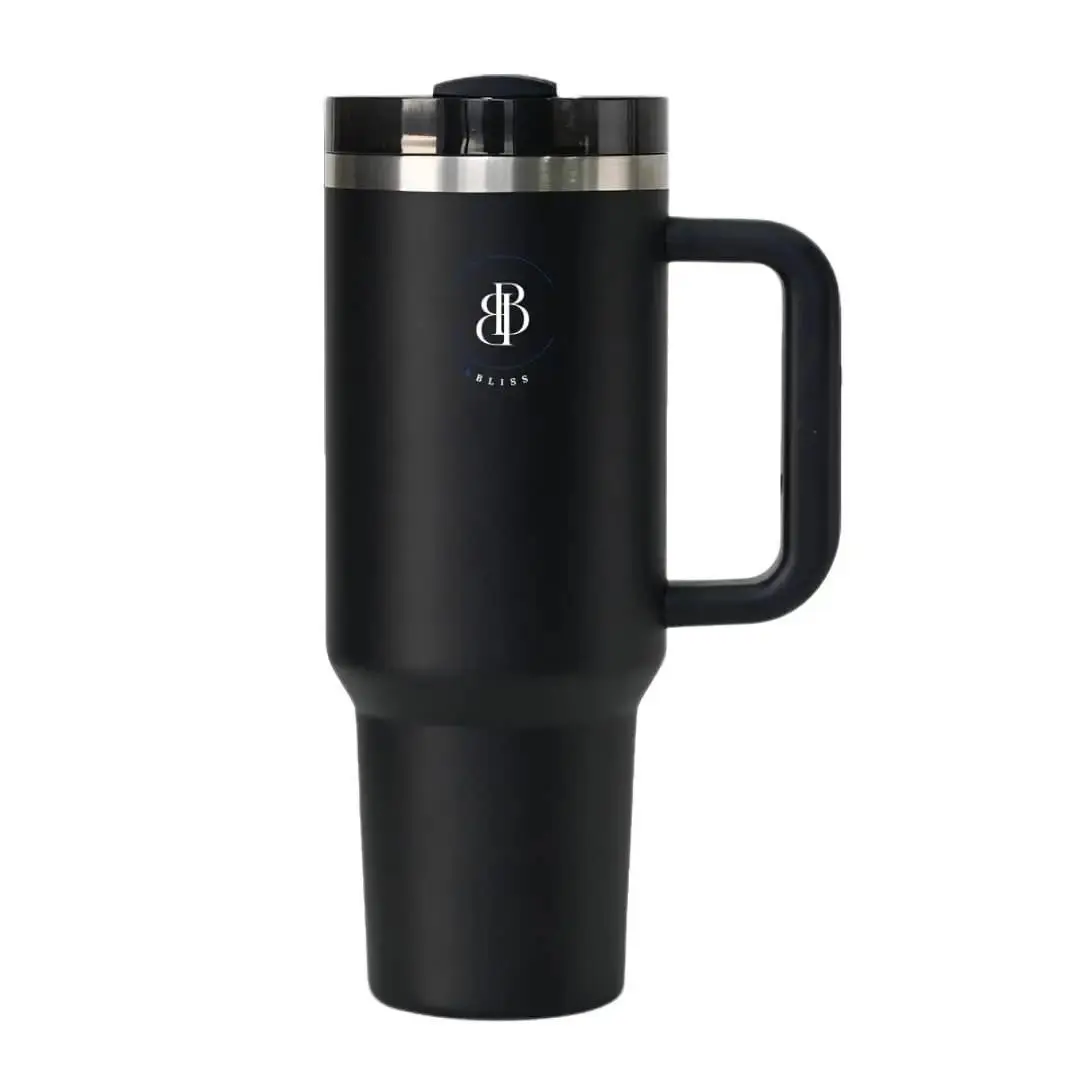 BBLISS 40 oz Vacuum Insulated Tumbler with Handle and Straw, Stainless Steel Travel Mug Drinkware, Portable, Double Wall, Coffee Cup