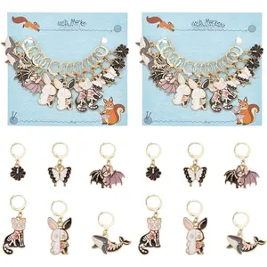 24 count 6 Styles Enamel Crochet Stitch Markers, Removable Leverback Hoop Locking for Knitting, Weaving, Sewing, Needleworks, and  Making