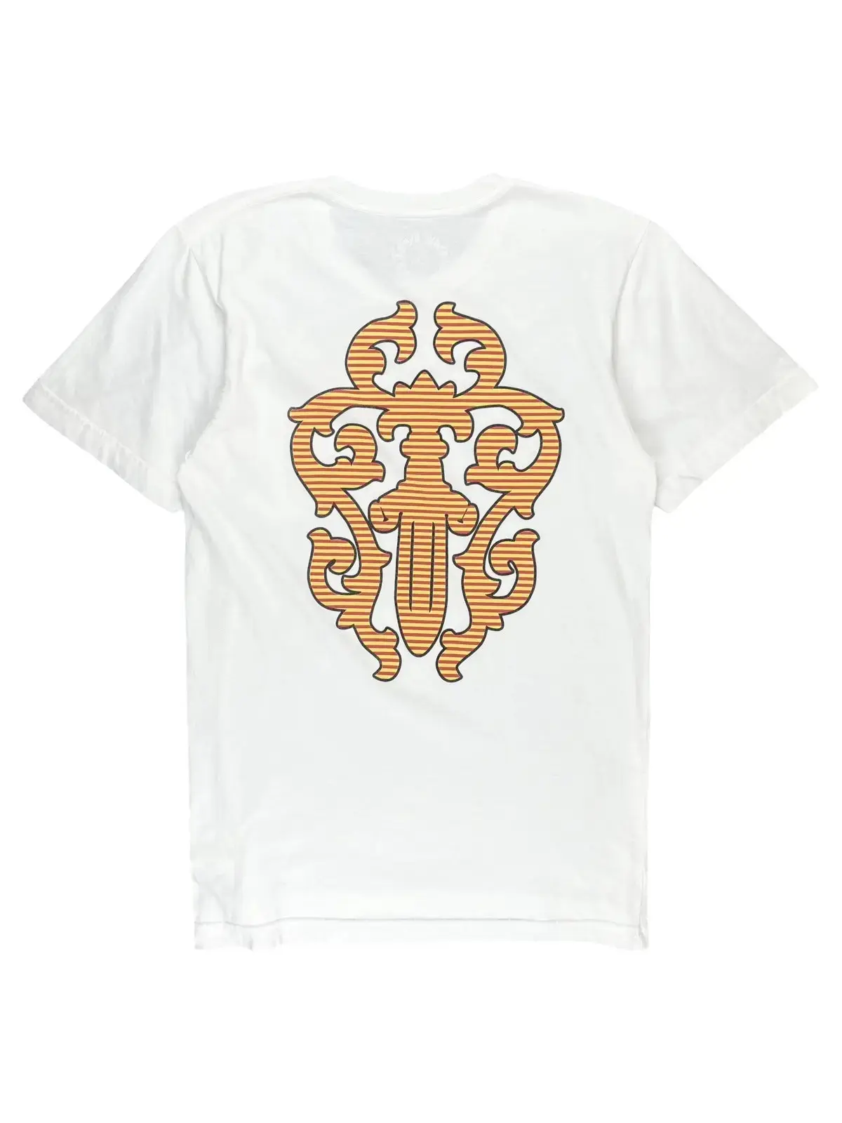 1220436 Chrome Hearts White Orange Striped Dagger Tee