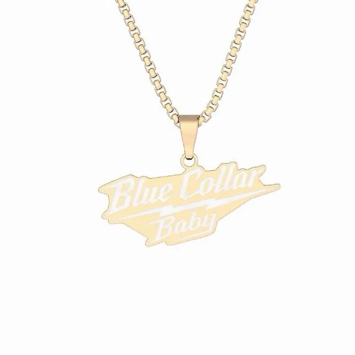Blue Collar Baby Necklace In gold