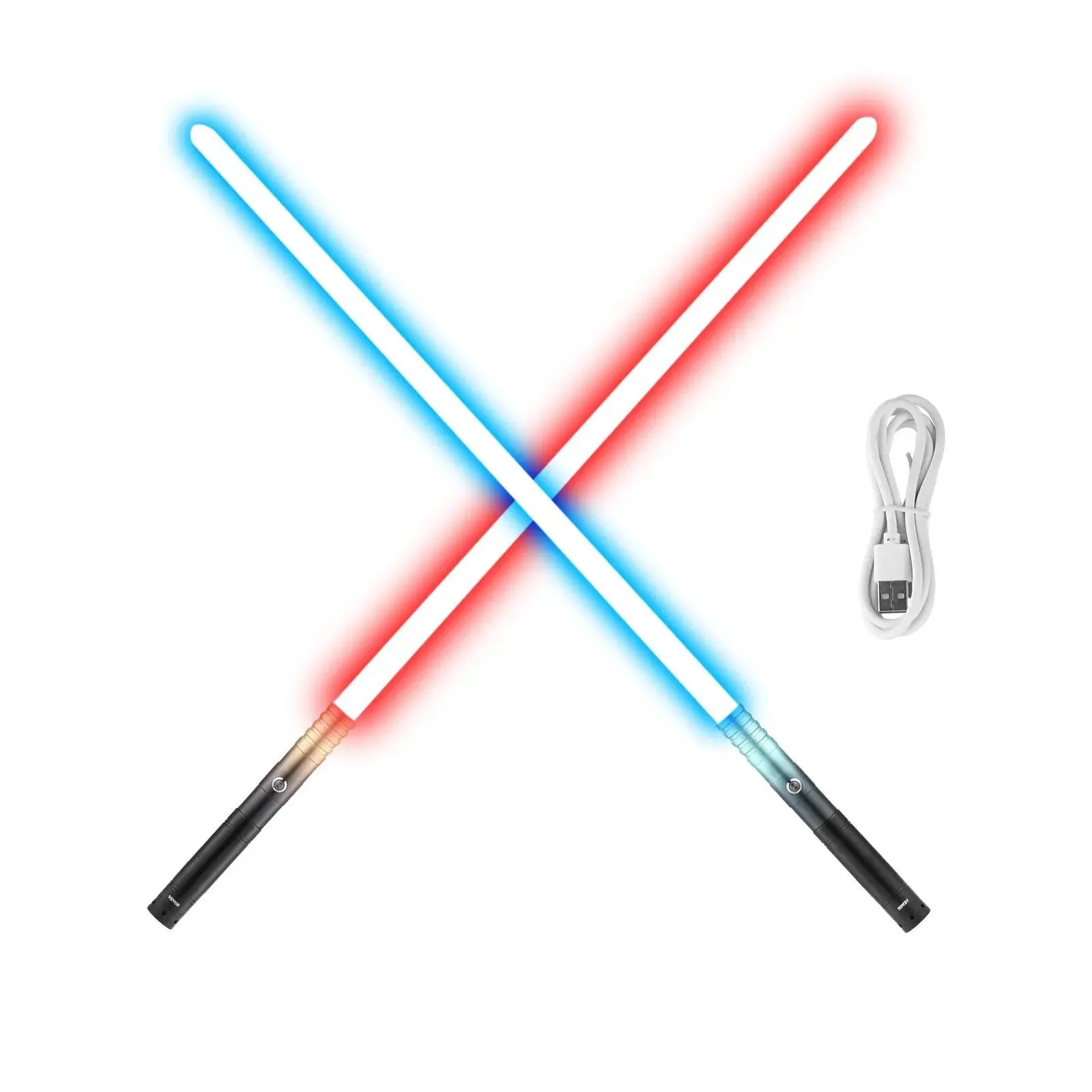 【Summerfinds】VEVOR Light Sword,  2 Pack Light up Sword with 7 RGB Colors, 4 Sound Modes and Realistic Handle, Rechargeable Sword Toy for Adults and Kids, Christmas Day, Halloween Cosplay, Birthday