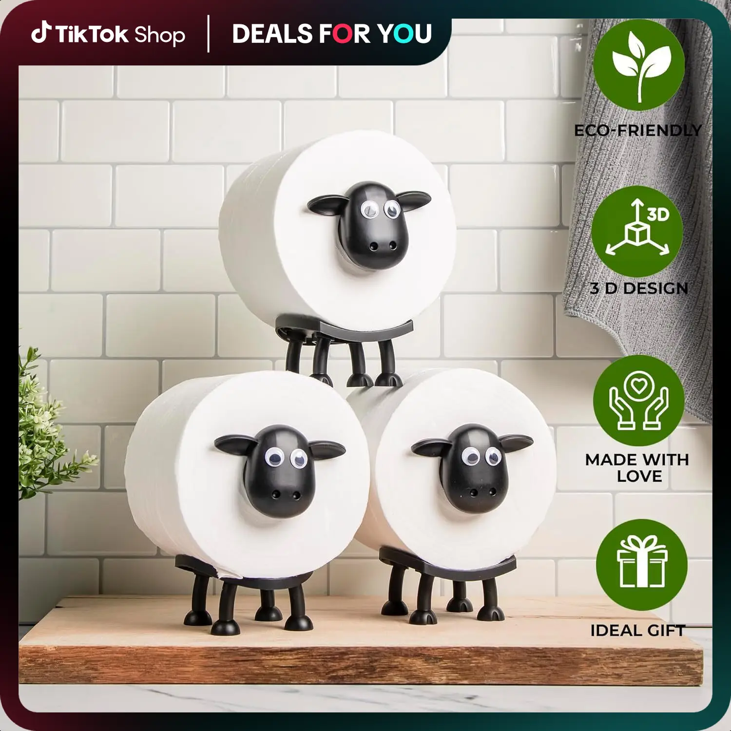 3Pcs Interesting Sheep Tissue Holder,Household Necessities in 2025,3D Printed Toilet Roll Holder kitchen towel holder