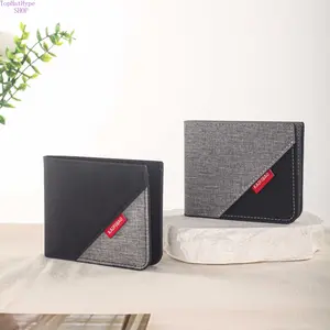 Men's Slim Bifold Canvas Business Minimalist Wallet - Leather Trim Card Holder, Ultra-Thin Billfold for Cash & Cards, Lightweight Durable Casual Accessory, Ideal for Daily Commute & Travel