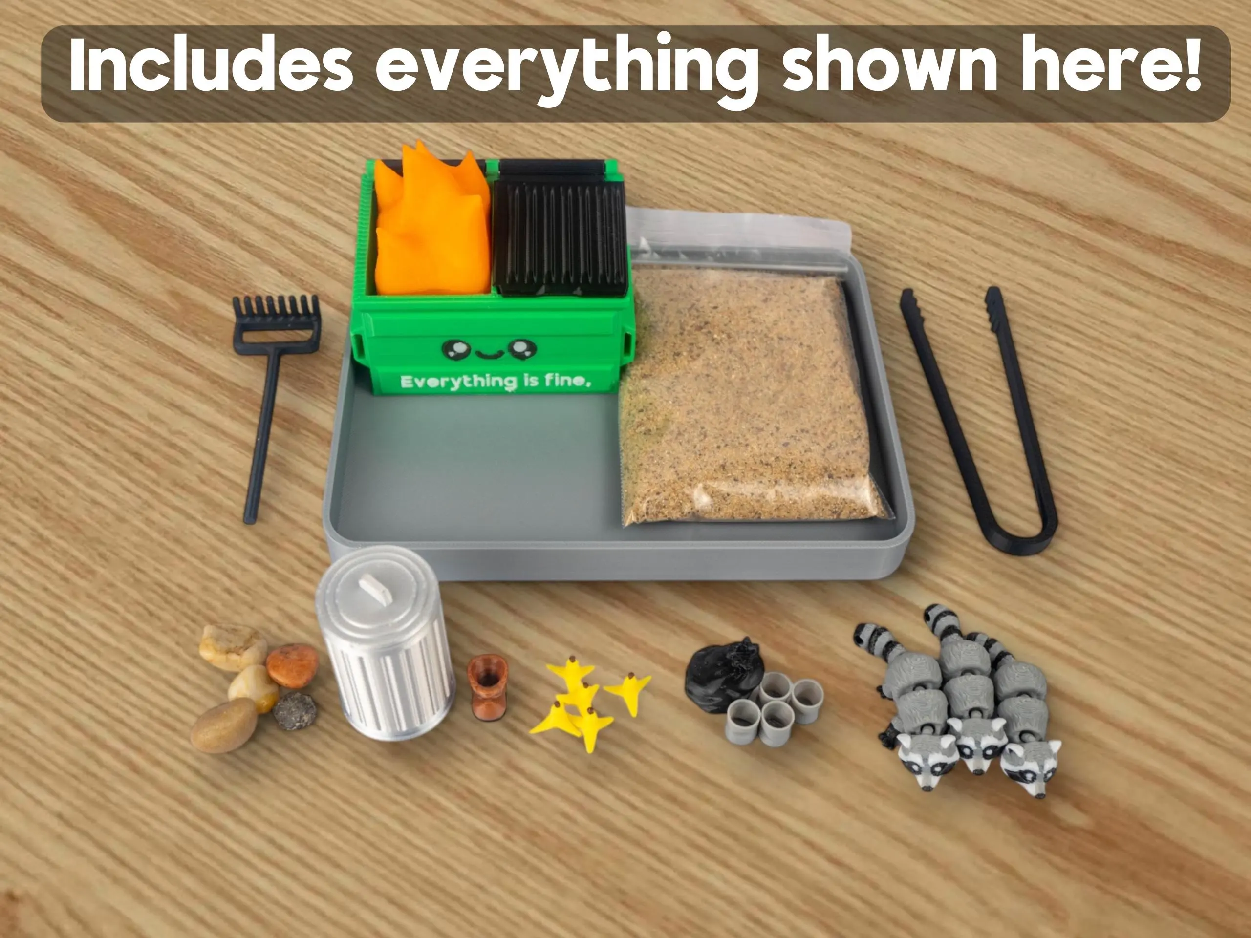 Garbage Fire Zen Garden - Fidget Dumpster Sandbox - Cubicle Decor