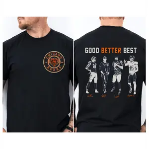 100% Cotton Unisex GOOD BETTER BEST Chicago Football Team Graphic T-Shirt, Athlete Signature Graphic Football Fan Pride Summer Trendy Tee