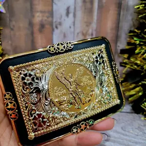 Centenario Belt Buckle Faux Mexican Peso Design rosegold  tone and silver with Central Emblem, Rectangular Style, and Decorative Elements, Unisex, Metal, 4.5 x 3.5 Inches