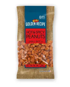 Gurley's Golden Recipe Hot & Spicy Peanuts 6 oz Fiery Flavor Protein Snack High-Quality Ingredients Perfect for On-the-Go Snacking