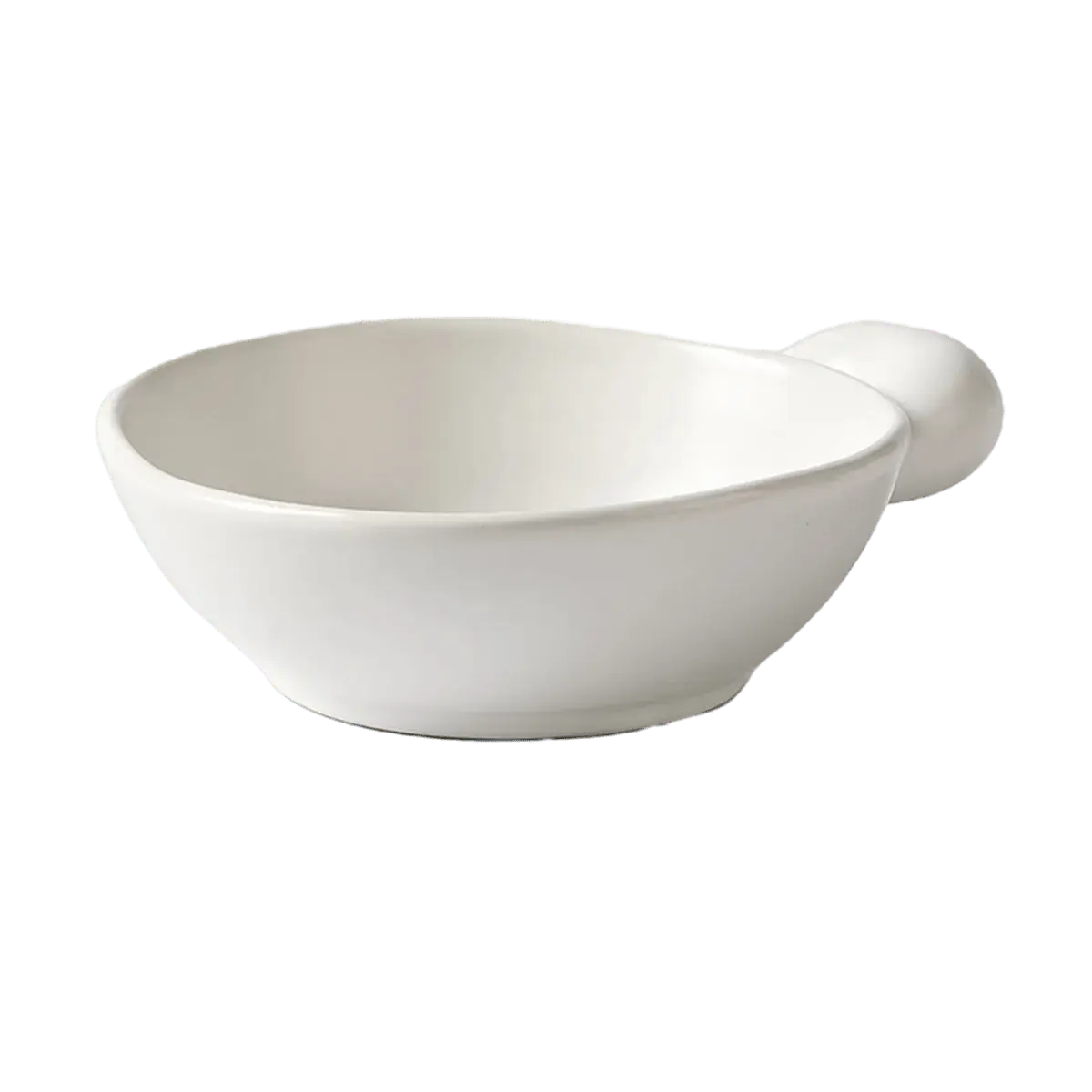 GLAZE STORY Small U-Handle Ceramic Bowl - White, Single Handle, Creative Tableware for Soup, Cereal, Snacks