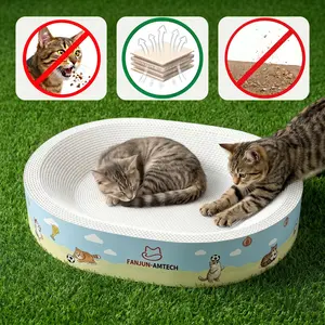 【DealsForYouDays】FANJUN-AMTECH Cat Scratcher Board, Plant Fiber (Non-Plastic) Construction, No Paper Scraps Shedding, Anti-Slip Surface, Durable Corrugated Design for Scratching & Resting, Outdoor Fun cool cat stuff cat stuff for indoor,summerw