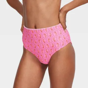 Women's Seahorse/Multi Stripe High-Waisted Reversible Bikini Bottom Pink - Roller Rabbit XXS