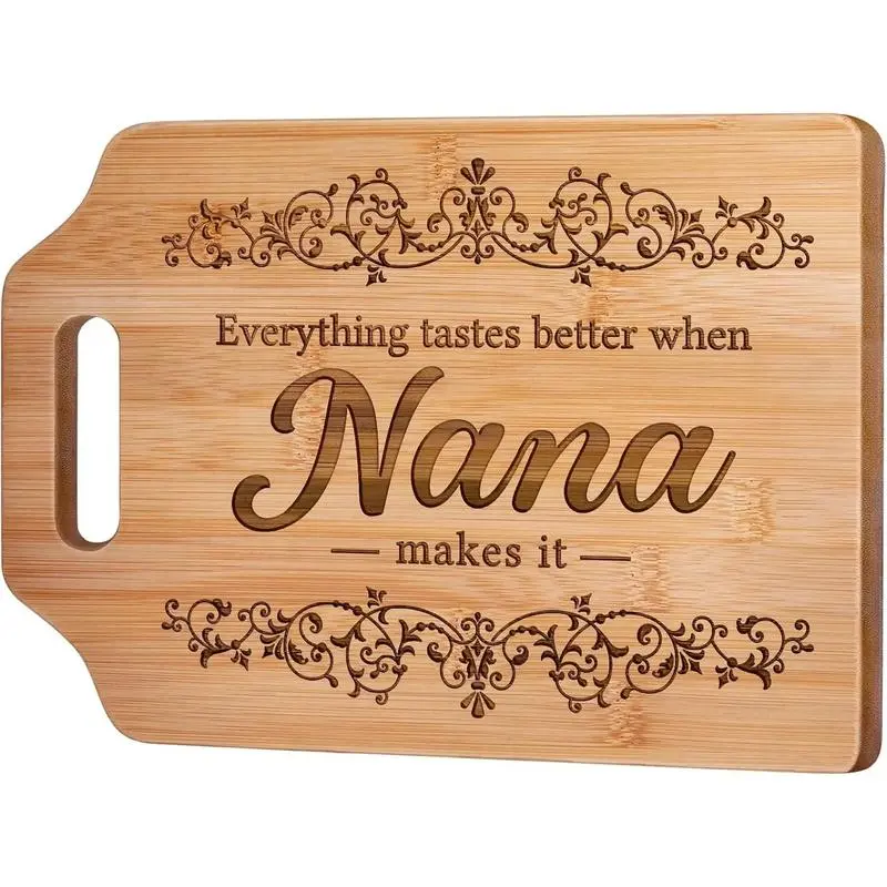 Nana Mothers Day Gift, Gifts for Nana from GrandforBirthday, Christmas Engraved Bamboo CuttingBoard12.3"L x 8.7"W x 0.4"Mother's Day Gift for Mom