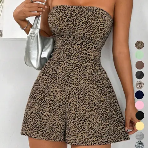 Women's Sleeveless Strapless Jumpsuit, Solid Color, Casual Fitted Short Pants, Multi-Color Basic Summer, Butter Vacation Style, Beach Jumpsuit, Beach Holiday Jumpsuit
