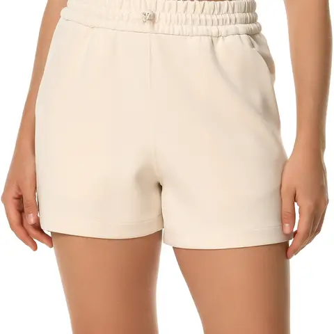 Colorfulkoala Women's High-Waisted 4" Mid-Length Spandex-Velour-Modal Soft Basic Shorts with Pockets, Sporty Chic Design