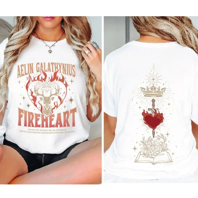 Aelin Galathynius Fireheart Shirt, Throne Of Glass Fan 2-Sides T-shirt, Kingsflame The Thirteen Shirt, Throne of Glass Merch Tee Shirt.
