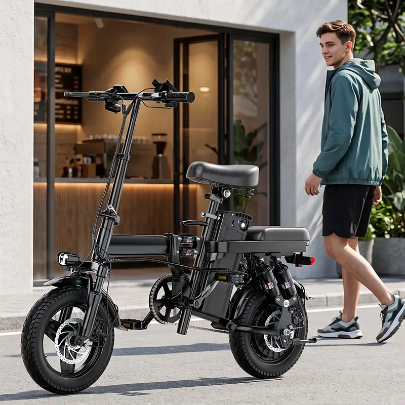 1000W Peak Folding Electric Bike - 14-Level Suspension, All-Terrain Tires, 25-45km Range, Suitable for City Streets & Off-Road Use E-bike