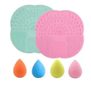 Set of 6, Silicone Makeup Brush Cleaning Mat and Makeup Sponge, findTop 2 PCS Makeup Brush Cleaner Pad and 4 PCS Foundation Blending Sponge (Assorted Colors)