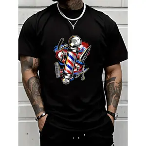 100% Cotton Unisex Barber/Barbershop Hairstylist Hair Style Haircut T-Shirt – Breathable, Comfortable, Essential for Summer & Spring