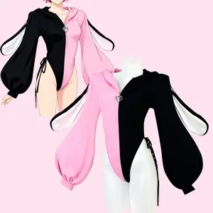 Knitted Cute Bunny Jumpsuit-Bunny Ears Thong Bodysuit  Anime Cosplay Outfit Soft Long Sleeve Lingerie jumpsuit Fabric for Christmas Halloween Womenswear Clothes Girl Stuff for Adults Uniforms