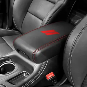 Center Console Armrest Cover for Dodge Durango Accessories 2026 2025 2024-2021 Seat Console Box Cover Leather Protector Pad Interior Decoration (Red Stitches, Red)