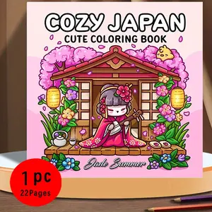 Cozy Japan Cute Kawaii Coloring Book for Adults & Kids, 22 Easy Coloring Pages, 120gsm Thick Paper No Bleed Through, Odorless, Japanese Aesthetic Stress Relief Coloring Book for Relaxation, Cute Anime Japan Gift for Japan Lovers, Adorable Anime Scenes