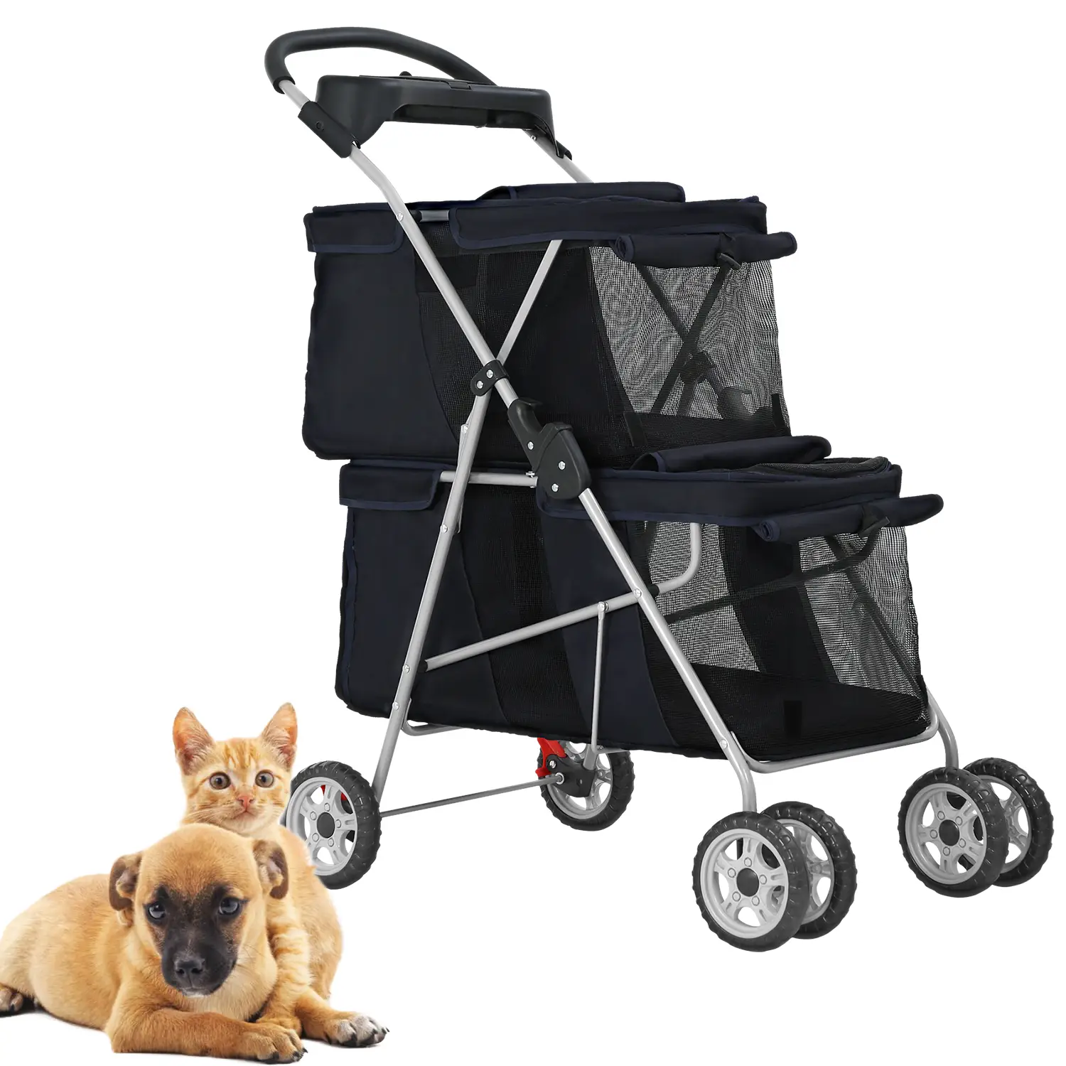 Dog Stroller Pet Stroller for Small and Medium Pets Cat Jogger Waterproof Pet Carriers with Soft Pad Lightweight Foldable Carriers for Easy Travel