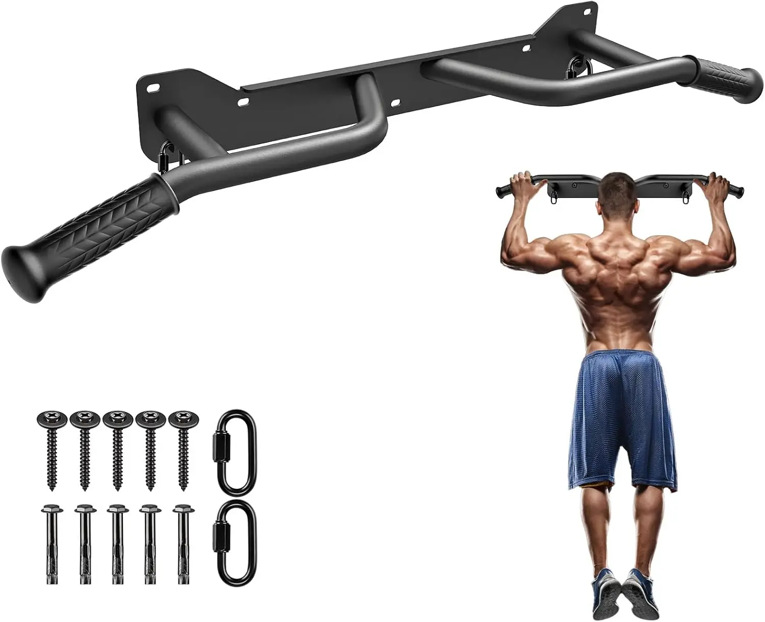 Heavy Duty Wall Mounted Doorway Pull Up Bar, Multifunctional Chin Up Bar, Portable Fitness Door Bar, Body Workout Home Gym System