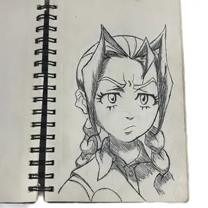 Boondocks Sketch - Female Character Sketch with Angry Expression, Detailed Line Art, Spiral Binding, Original Artwork