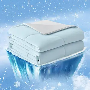 【Spring Glow Up】Cooling Comforter Japanese Double-Sided Cold Tech Fabric Cooling Blanket for Night Sweats Hot Sleepers, Q-Max 0.45 Soft Breathable Silky Lightweight Grey Summer Comforter