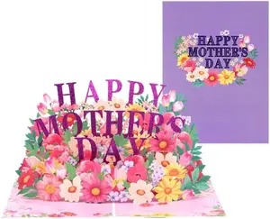Artistic 3D Mother's Day Card with Envelope Handmade Greeting Card for Friend