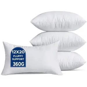 12 x 20 Throw Pillow Inserts Pack of 4 Small White Decorative  Pillows for Living Room Couch Bed Sofa Rectangle Cushion Sham Stuffer Indoor