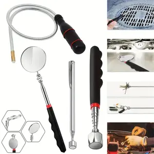 4-Piece Multi-Functional Automotive Maintenance Tools Car Repair Tools Set, Magnetic Selector, Extendable Rod Inspection Mirror, Home Auto Maintenance & Check Tool Kit