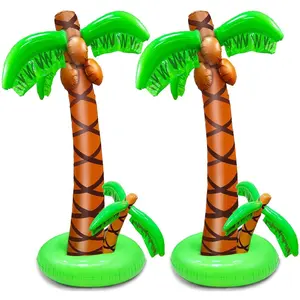 2 Pack 5.5Ft Inflatable Blow Up Palm Trees with Double Trunks, Hawaiian Tropical Luau Theme Decor for Birthday Indoor Outdoor Summer Beach Pool Party Photo Prop Supplies