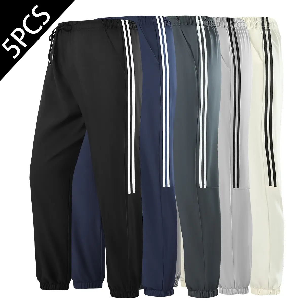 Men's 5-piece lightweight casual comfortable stretch pants - made of soft and breathable fabric, suitable for casual daily wear, adjustable drawstring waist circumference, casual daily wear, men's wear, running men's wear, gym, boyfriend gift,,