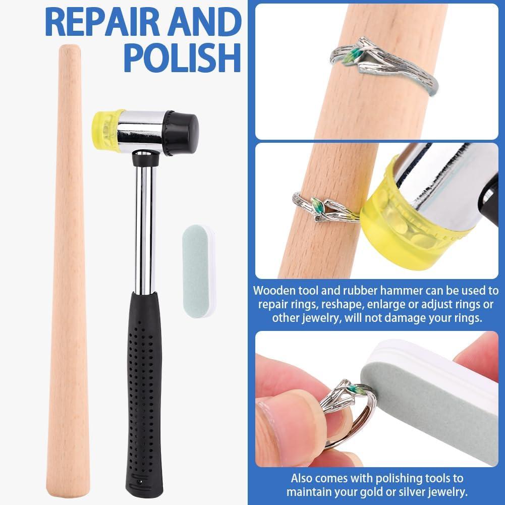 Beginner Jewelry Making Tool Kit – Complete Ring Sizing & Repair Set for Hobbyists, Includes Saw, Hammer & Polishing Tools