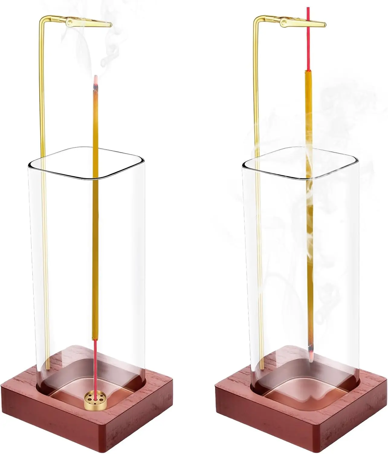 1-pack Glass Incense Holder for Sticks, Modern Incense Burner with Removable Glass Ash Catcher