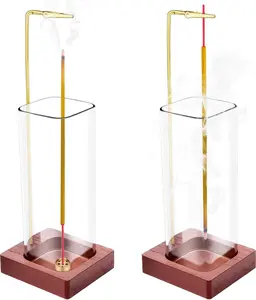 1-pack Glass Incense Holder for Sticks, Modern Incense Burner with Removable Glass Ash Catcher