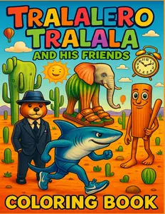 Tralalero Tralala and his friends: coloring book for kids and adults. Brainrot animal memes.