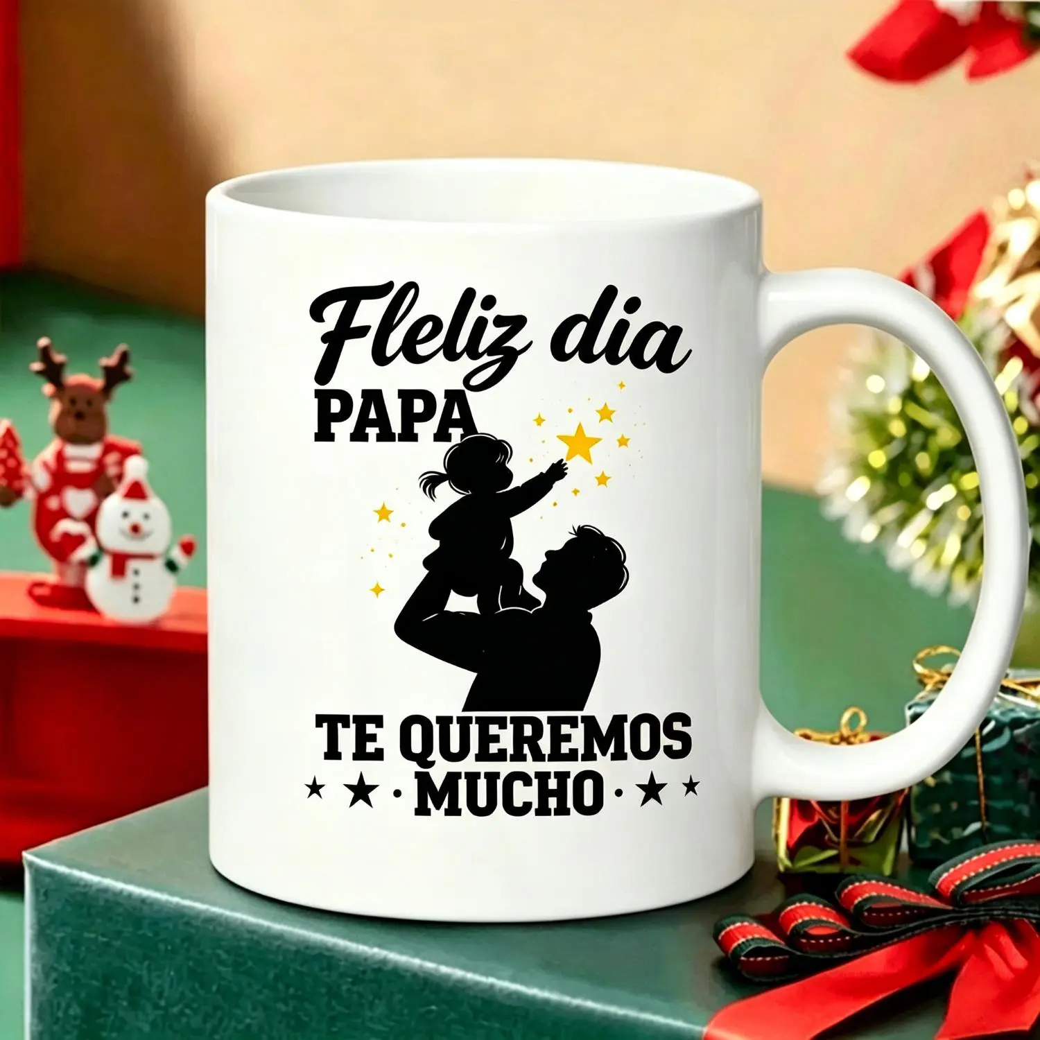 Taza Regalo para Papá Feliz Día del Padre Te Queremos Mucho Feliz Día Papa Mug Regalo Original para Papá