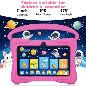Kids Android Tablet 7 Inch, 1GB RAM 16GB Storage, WiFi Bluetooth Enabled, Dual Cameras, Parental Control, Eye Care Mode, Shockproof Protective Case, Learning Educational Tablet, Learning Entertainment Tablet, Blue & Pink
