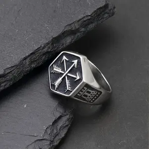 Men's Vintage Thor Hammer & Odin Amulet Ring - Stainless Steel Punk Style Jewelry, Retro Style