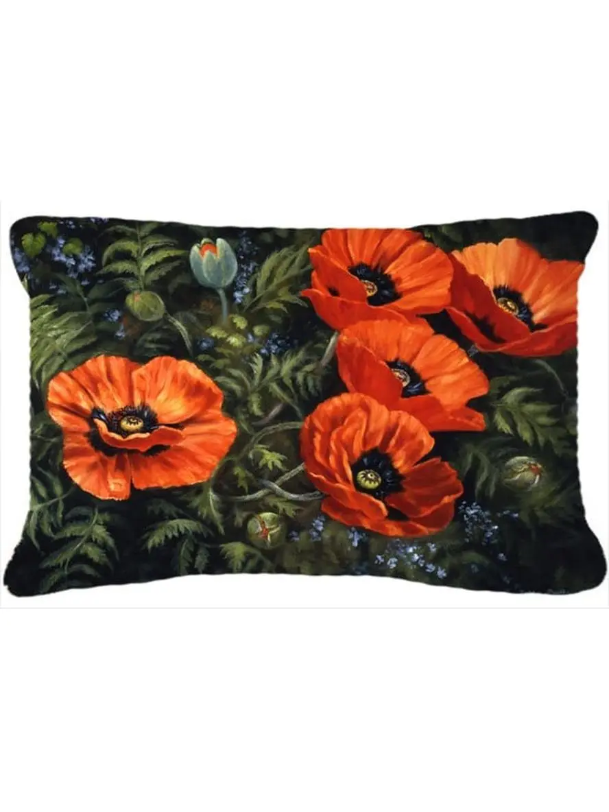 Daphne Baxter Poppies Fabric Decorative Pillow - Fade-Resistant, Machine-Washable, Machine Wash