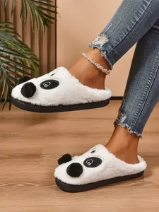 Cute Panda Plush Slippers, Faux Fur Lined Indoor Shoes, Non-Slip Durable Warm Home Slippers, Perfect Gift for Panda Lovers