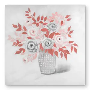 Begin Home Decor C1MP161668L6KD 16 x 16 in. Coral Flower Illustration Wall Art - Contemporary Metal Print
